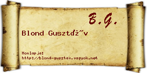 Blond Gusztáv névjegykártya